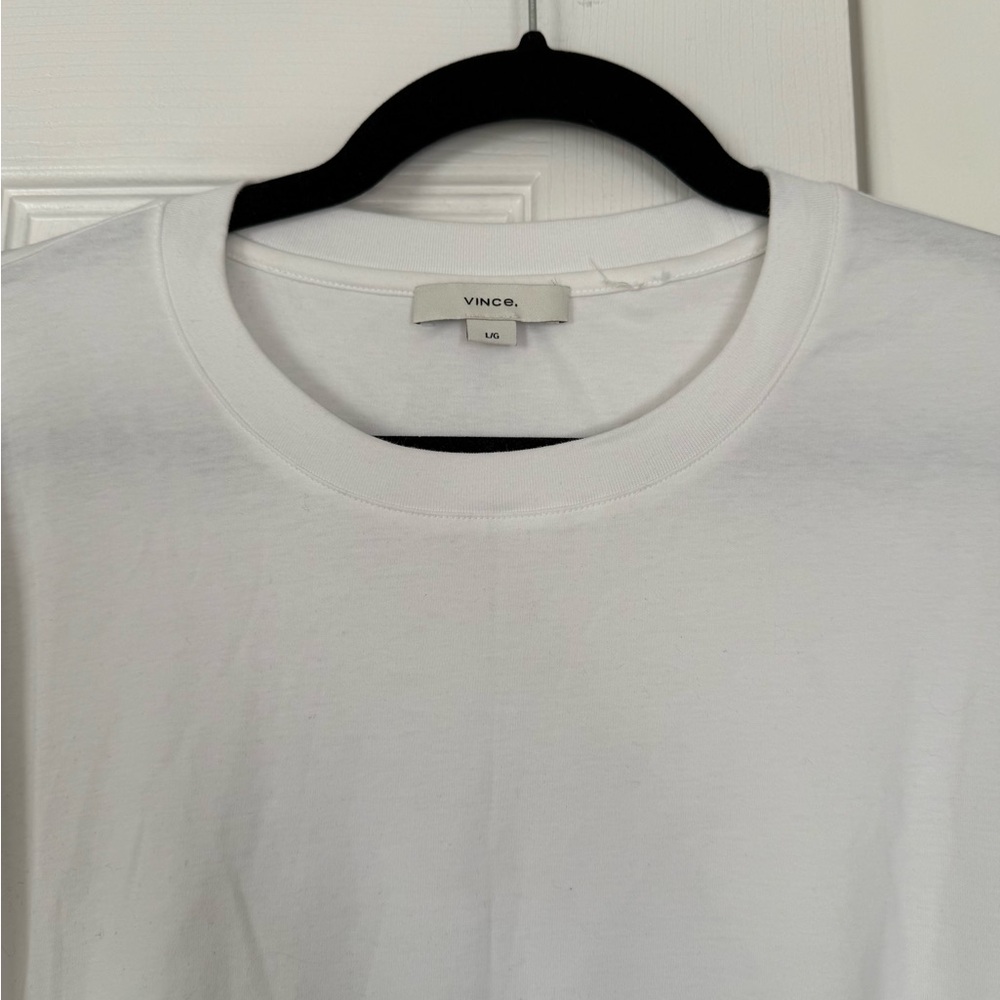 VINCE Off White Side Tie Cotton T-Shirt Mini Dress - Picture 6 of 11
